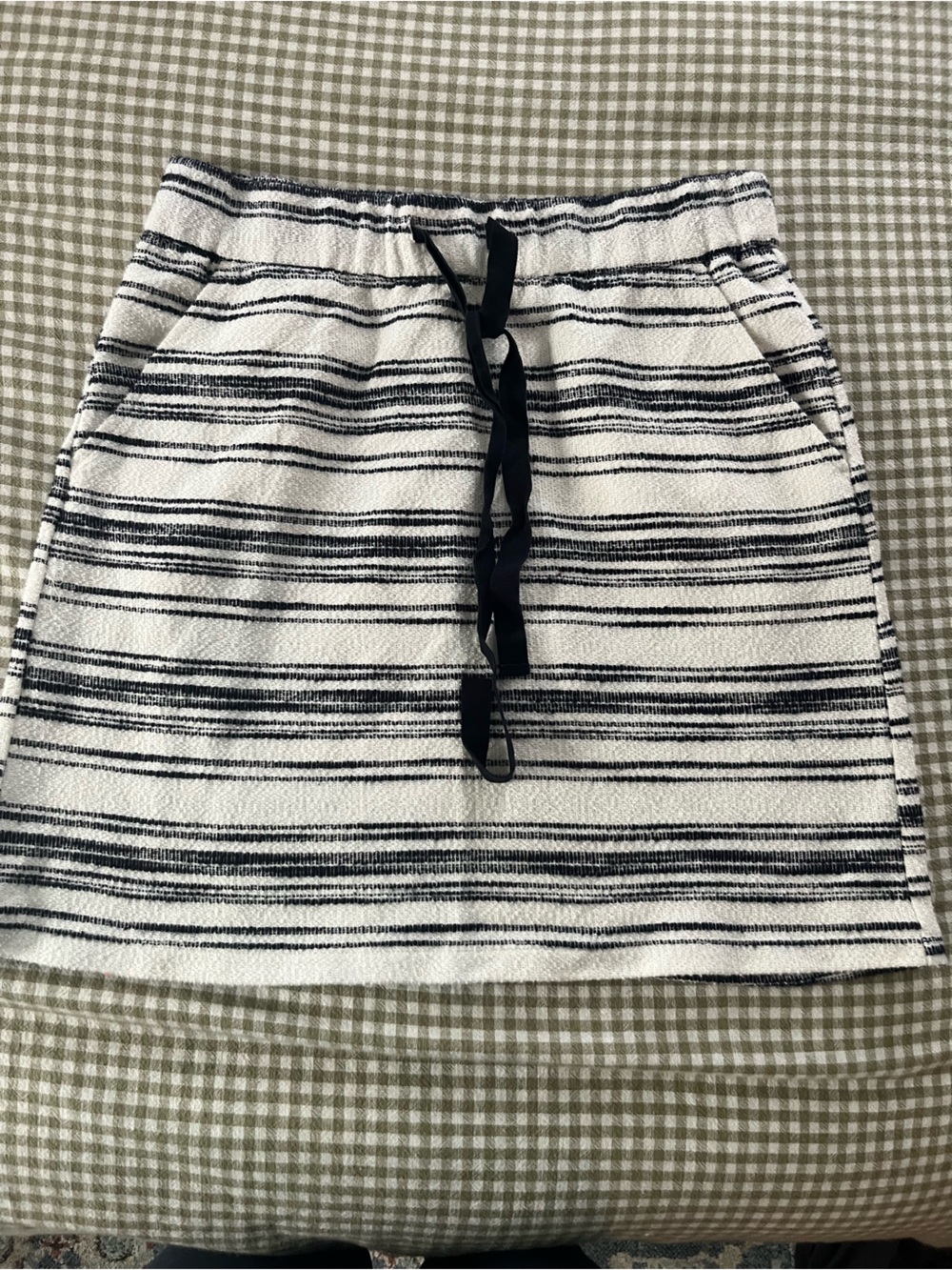 LOFT Navy and White Striped Knit Skirt